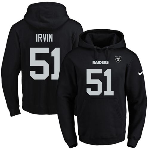 Nike Raiders #51 Bruce Irvin Black Name & Number Pullover NFL Hoodie - Click Image to Close